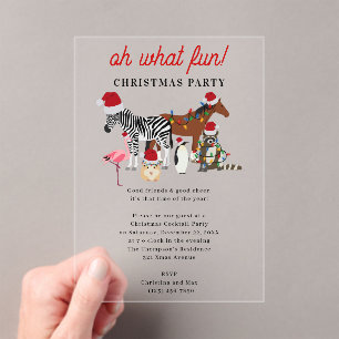 Invitations En Acrylique Oh Quelle Amusement ! Fête Enfants Drôle de Noël
