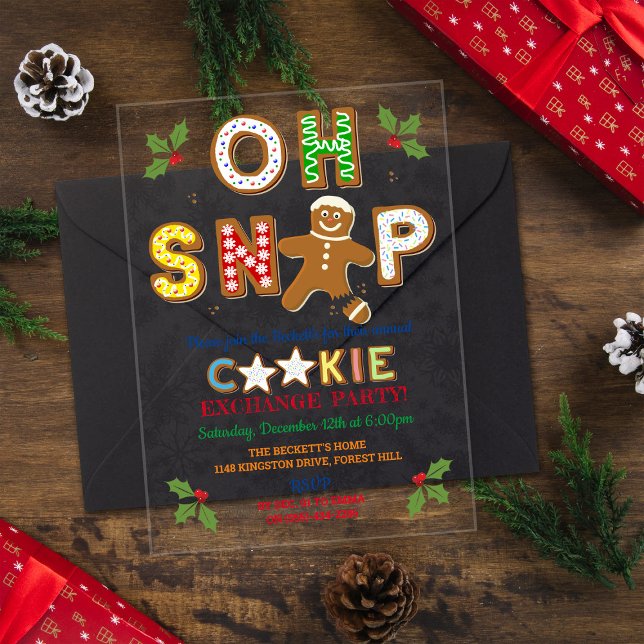 Invitations En Acrylique Oh, Snap ! Gingerbread Cookie Exchange Fête de vac (Créateur téléchargé)