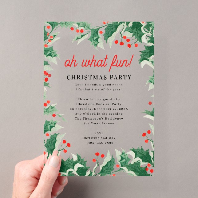 Invitations En Acrylique Oh What Fun! Holiday Kids Christmas Party (In situ (ordinateur de poche))