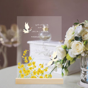 Invitations En Acrylique Oiseaux de cygne Paradise Flore de printemps Maria