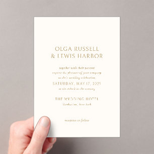 Invitations En Acrylique Olga Ivory et Gold Mariage moderne