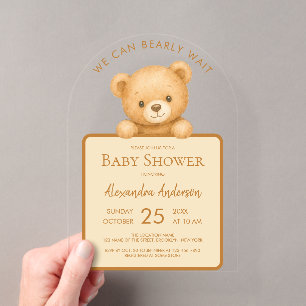 Invitations En Acrylique On Attend Avec Impatience Mignon Ours en Peluche B