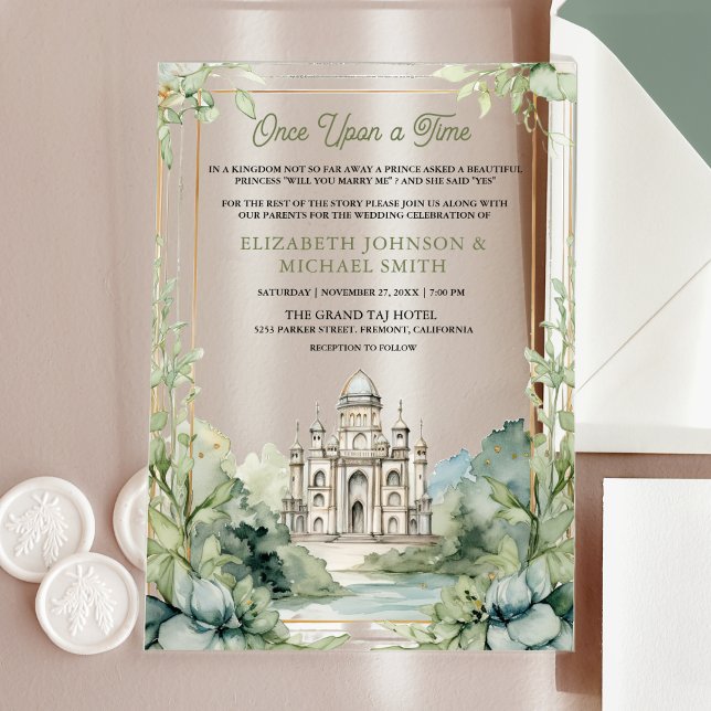 Invitations En Acrylique Once Upon a Time Fairytale Castle Wedding (Créateur téléchargé)