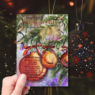 Invitations En Acrylique Ornements de Noël à l'aquarelle de luxe pour fête 