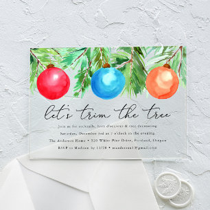 Invitations En Acrylique Ornements de Noël à l'aquarelle Fête de décoration