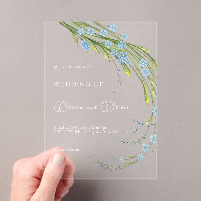 Invitations En Acrylique Oubliez-moi-non-Mariage (In situ (ordinateur de poche))