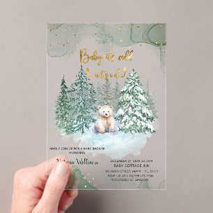 Invitations En Acrylique Ours Il Fait Froid Dehors Charmante Fête Prénatale