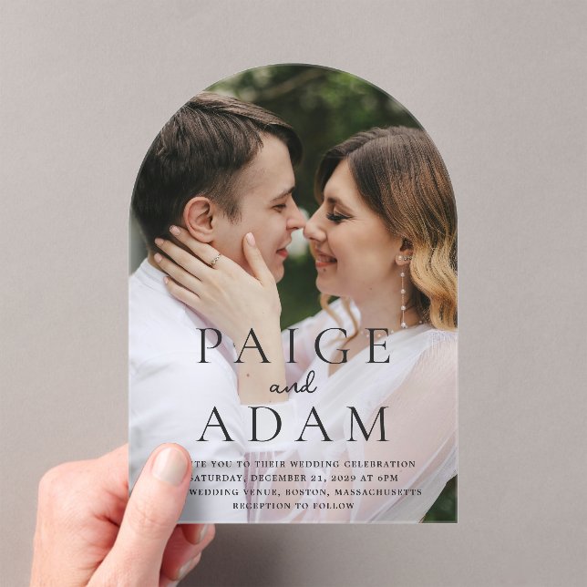 Invitations En Acrylique Paige Photo Mariage moderne (In situ (ordinateur de poche))