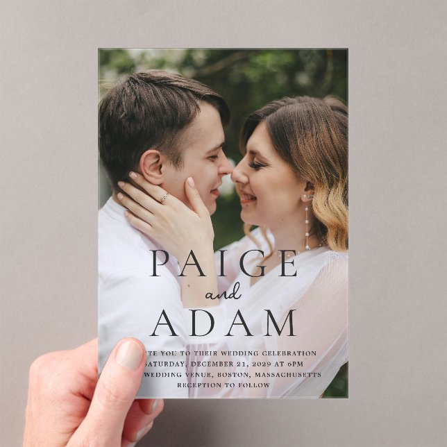 Invitations En Acrylique Paige Photo Mariage moderne (In situ (ordinateur de poche))