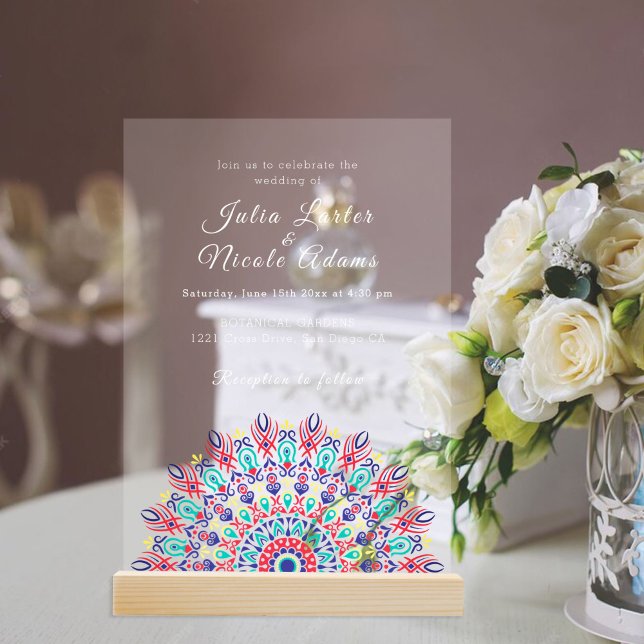 Invitations En Acrylique Pampas sec en plumes doux Mariage Mandala Grass (Créateur téléchargé)