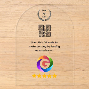 Invitations En Acrylique Panneau de table Google Reviews Socle de code QR
