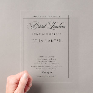 Invitations En Acrylique Papeterie de mariage classique ivoire noir calligr