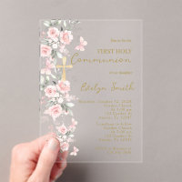 Papillon rose pâle Première Fille Communion