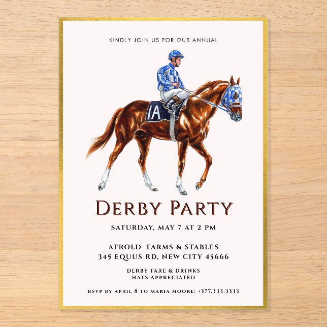 Invitations En Acrylique Parti Derby du cheval de course moderne (Recto)