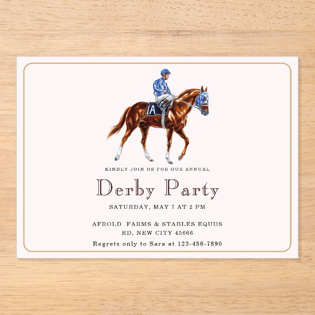 Invitations En Acrylique Parti Derby du cheval de course moderne (Recto)