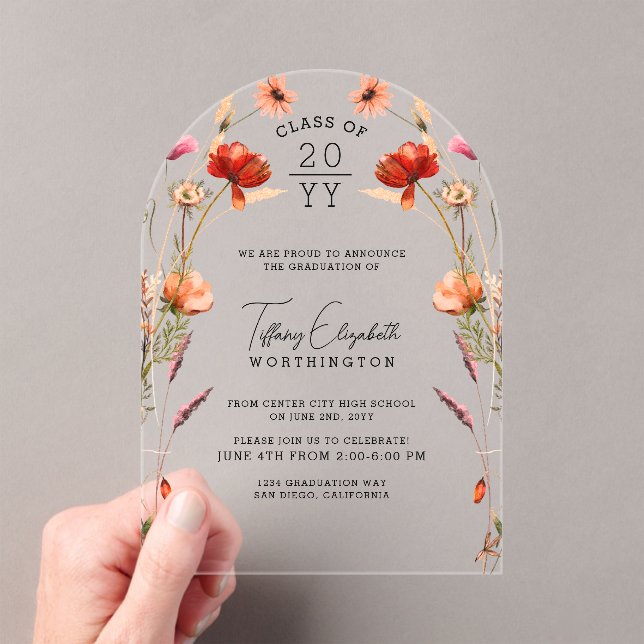 Invitations En Acrylique Parti fleur sauvage (In situ (ordinateur de poche))