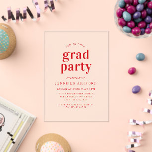 Invitations En Acrylique Parti moderne Red tendance Graduation