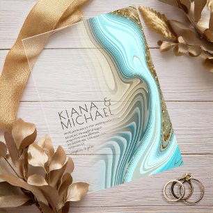 Invitations En Acrylique Parties scintillant Abstraite Strata Mariage ID903