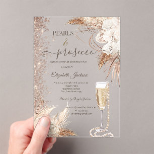 Invitations En Acrylique Parties scintillant de fleurs perles et de poursui