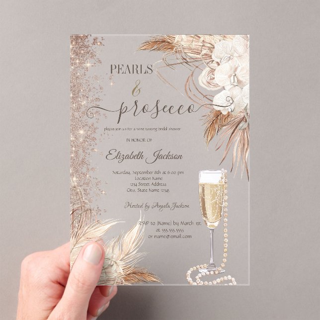 Invitations En Acrylique Parties scintillant de fleurs perles et de poursui (In situ (ordinateur de poche))