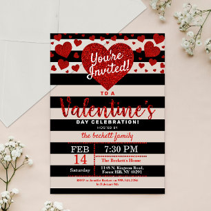 Invitations En Acrylique Parties scintillant moderne Amour Coeurs Saint Val