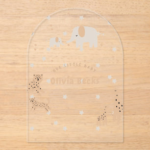 Invitations En Acrylique Pastel Beige mignon Baby shower illustratif