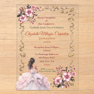 Invitations En Acrylique Pastel Rosewater Blush Pink Quinceañera