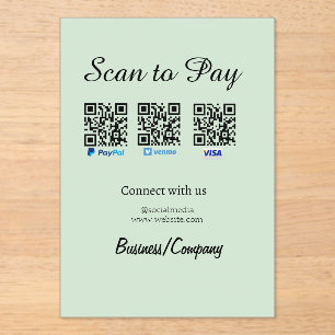 Invitations En Acrylique paypal venmo carte visa scan pour payer QR médias