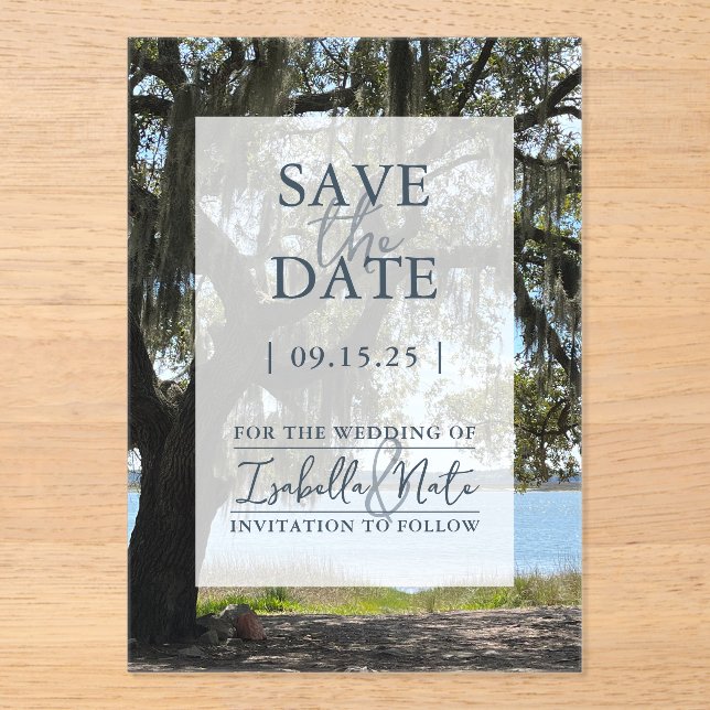 Invitations En Acrylique Pays bas enregistrer la date (chêne) (Recto)