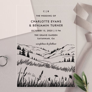 Invitations En Acrylique Paysage de mariage à Black Mountain