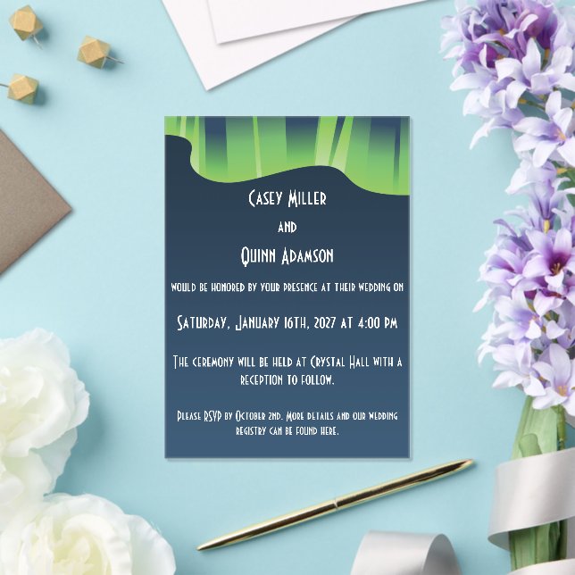 Invitations En Acrylique Paysage hivernal Aurores Acrylique Mariage  (Insitu (Mariage))