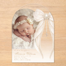 Pearls Bow Ivory elegant Arch Photo Baptism