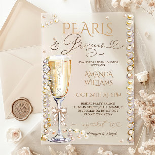 Invitations En Acrylique Pearls & Prosecco Champagne Élégant Enterrement de