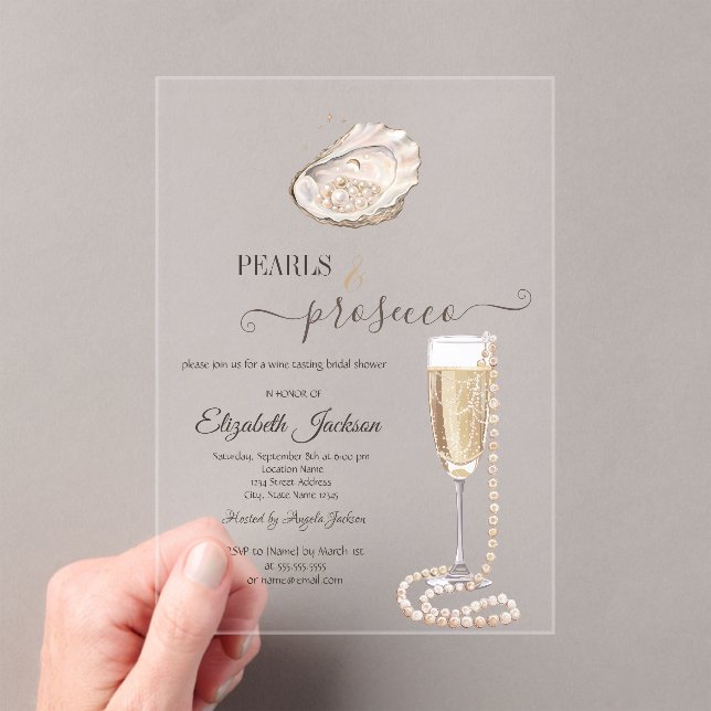 Invitations En Acrylique  Pearls & Prosecco Sunset Beach Seashell (In situ (ordinateur de poche))
