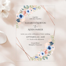 Pêche, Bleu, Floral Mariage Collection Acrylique