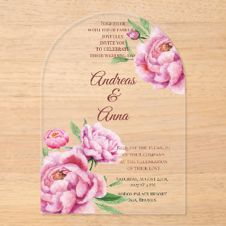 Invitations En Acrylique Peony Wedding