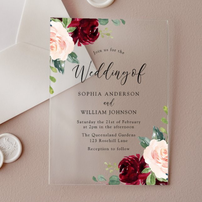 Invitations En Acrylique Perfection de fond : Mariage de couleur d'eau (Créateur téléchargé)