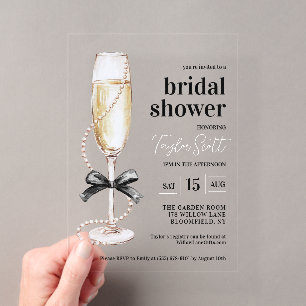 Invitations En Acrylique Perles Élégantes et Prosecco