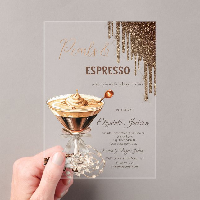 Invitations En Acrylique Perles Espresso Parties scintillant Drivers (In situ (ordinateur de poche))