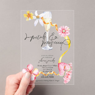 Invitations En Acrylique Perles, pétales + Procureure   Fête des mariées de