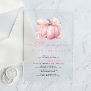Invitations En Acrylique Petit Baby shower Citrouille fille rose mignonne