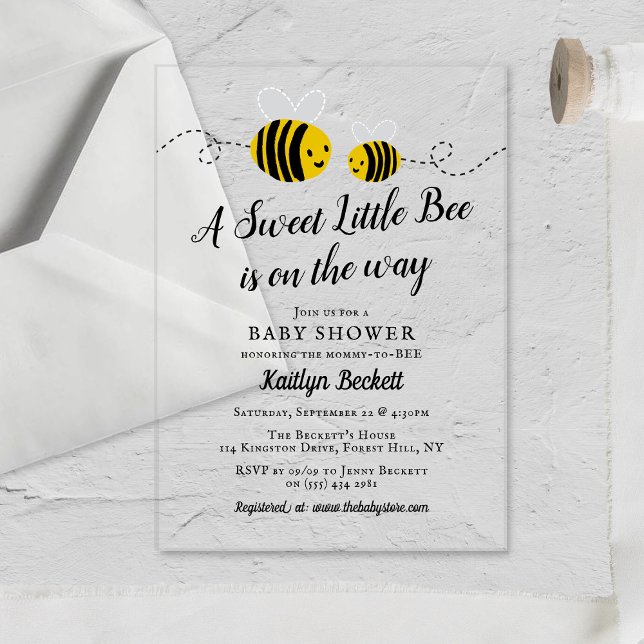 Invitations En Acrylique Petit Baby shower d'abeilles au miel doux (Créateur téléchargé)