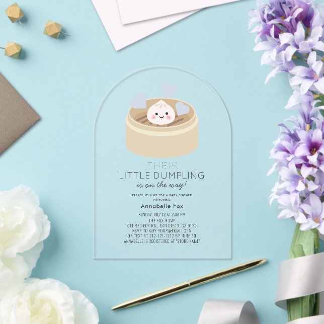 Invitations En Acrylique Petit Baby shower de garçon bleu Dumpling (Insitu (Mariage))