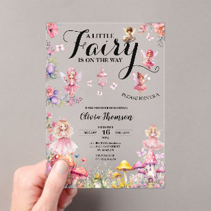Invitations En Acrylique Petit Baby shower Fairy Blush Rose Floral Rose