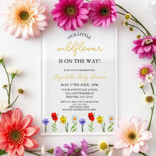 Invitations En Acrylique Petit Baby shower Fleur sauvage