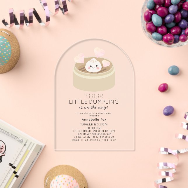 Invitations En Acrylique Petit Baby shower minuscule rose fille (Insitu (Célébration))