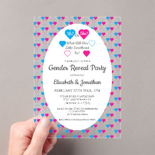 Invitations En Acrylique Petit chéri Révélation du sexe pour la Saint-Valen