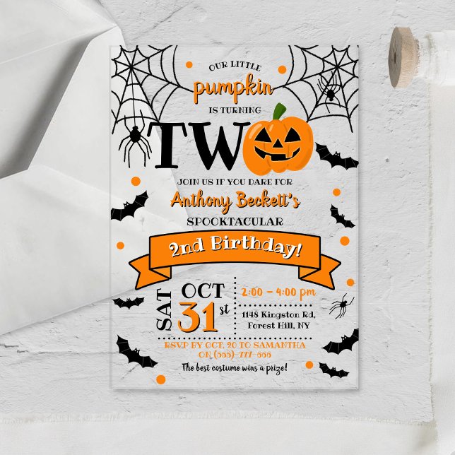 Invitations En Acrylique Petit Citrouille à deux heures d'Halloween 2e anni (Créateur téléchargé)