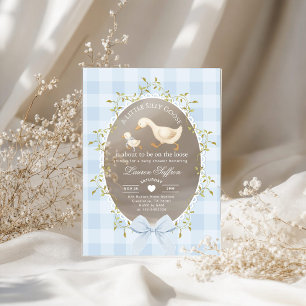 Invitations En Acrylique Petit Dindon Fou Baby Shower Bleu Gingham