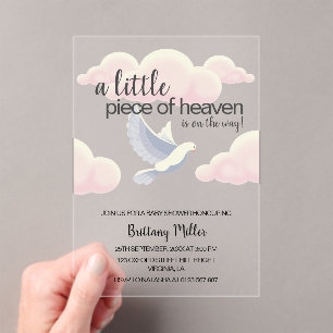 Invitations En Acrylique Petit morceau de ciel nuages Baby shower de colomb